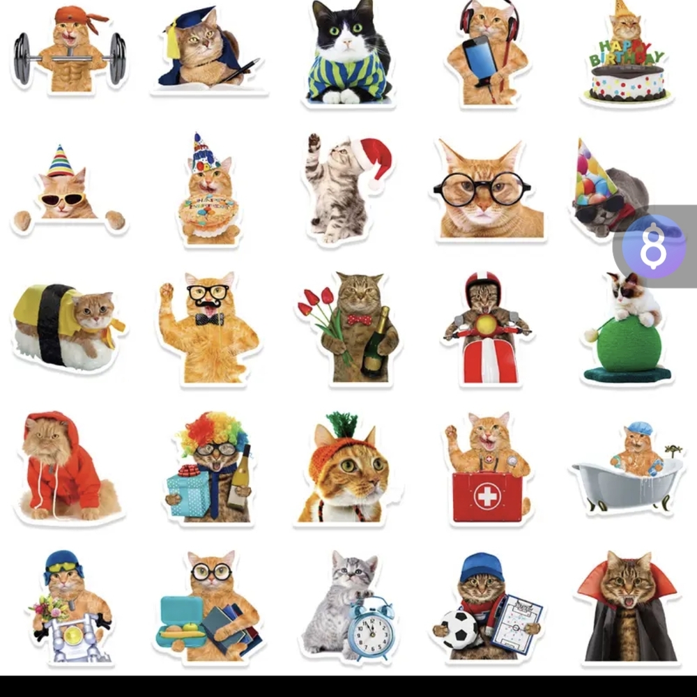 Colorful Cat Sticker Set - Picture 4 of 8